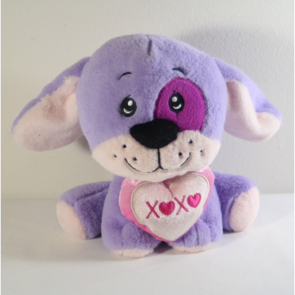 DanDee Purple Puppy Dog 9" Plush Valentine's Day XOXO Heart Stitched Eyes 061746